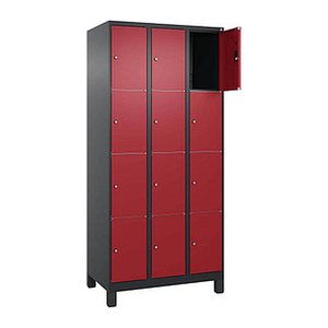 CP Schließfachschrank Classic Plus rubinrot, schwarzgrau 080010-304 S10039, 12 Schließfächer 90,0 x 50,0 x 195,0 cm