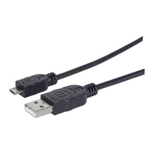MANHATTAN USB Kabel A -> micro B St/St 1.80m sw