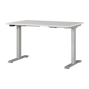 GERMANIA JET höhenverstellbarer Schreibtisch lichtgrau rechteckig, T-Fuß-Gestell silber 120,0 x 80,0 cm