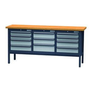 Simplaflex® Systemeinrichter Werkbank C-Line anthrazit, RAL 7016, lichtgrau, RAL 7035 7 Schubladen 200,0 x 60,0 x 96,0 cm