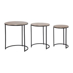 WOHNLING Beistelltische-Set rund Aluminium gold, 3 St.
