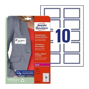 AVERY Zweckform Namensetiketten L4787-20 weiß 80,0 x 50,0 mm, 20 Blatt