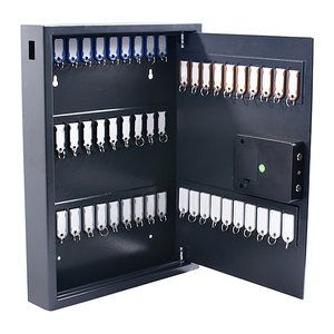 pavo High Security Magnettag Schlüsseltresor grau mit 50 Haken, Elektronikschloss, 45,0 x 7,7 x 57,5 cm, 1 St.