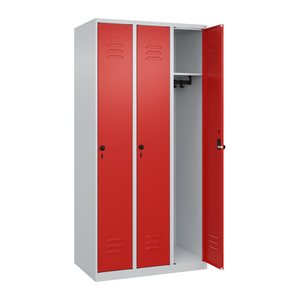 CP Spind Classic Plus lichtgrau, verkehrsrot 080000-30 S10002, 3 Schließfächer 90,0 x 50,0 x 185,0 cm