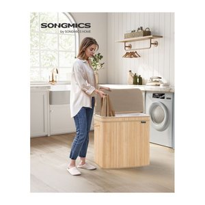 SONGMICS Wäschekorb bambus, bis 25,0 kg, 1 St.