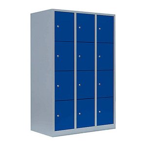 LÜLLMANN Schließfachschrank enzianblau, lichtgrau 523431, 12 Schließfächer 118,5 x 50,0 x 180,0 cm