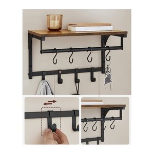 VASAGLE Wandgarderobe braun Holz 8 Haken 40,0 x 24,0 cm, 1 St.