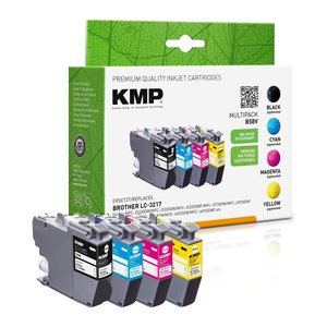 KMP B58V schwarz, cyan, magenta, gelb Druckerpatronen kompatibel zu brother LC-3217VALDR, 4er-Set