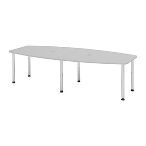 HAMMERBACHER Konferenztisch KT28C lichtgrau Tonnenform, Rundrohr chrom, 280,0 x 85,0/130,0 x 72,0 - 74,0 cm