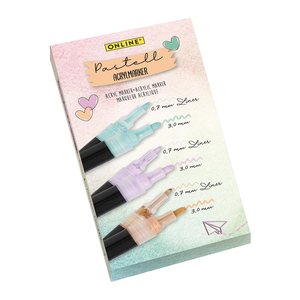ONLINE® Pastell Lettering Acrylstifte-Set farbsortiert 0,7 + 3,0 mm, 6 St.
