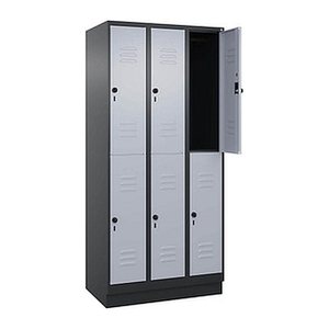 CP Spind Classic PLUS schwarzgrau, weißaluminium 080320-30 S10156, 6 Schließfächer 90,0 x 50,0 x 195,0 cm