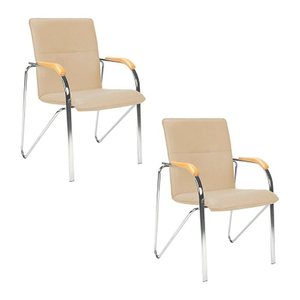 Nowy Styl Besucherstühle Samba beige Kunstleder, 2 St.