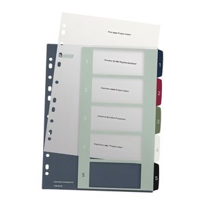 LEITZ Ordnerregister Style DIN A4+ Vollformat, Überbreite 1-5 farbig 5-teilig, 1 Satz