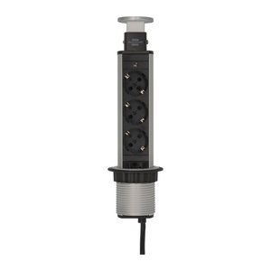brennenstuhl Tower Power 3-fach Tischsteckdose 2,0 m silber