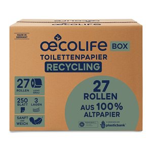 oecolife Toilettenpapier 3-lagig Recyclingpapier, 27 Rollen