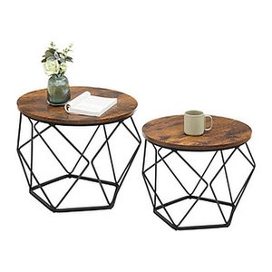 VASAGLE Couchtische-Set rund Spanplatte braun, 2 Set