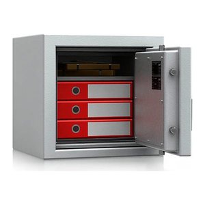 ISS Tresor Düsseldorf Mettmann II Sicherheitsstufe S2 nach EN14450 mit Feuerschutz lichtgrau 49,5 x 47,2 x 47,5 cm
