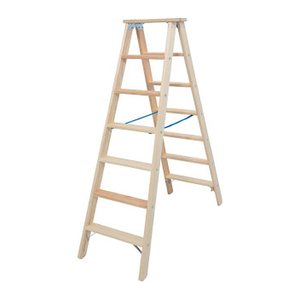 KRAUSE Stehleiter beidseitig Stabilo natur 2x 7 Stufen, H: 165,0 cm