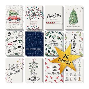 SIGEL Weihnachtspostkarten-Set Colourful Christmas 24 Stück DS701 DIN A6, 1 Pack