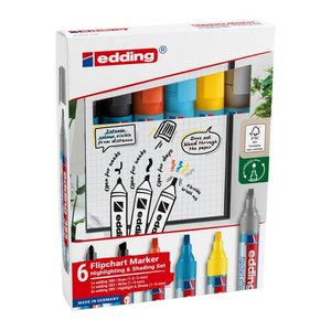 edding 385/380/383 Flipchart-Marker farbsortiert 1,0 - 5,0 mm, 6 St.