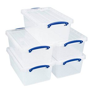Really Useful Box Aufbewahrungsboxen 5x 10,2 l transparent 40,5 x 26,0 x 16,0 cm, 5 St.