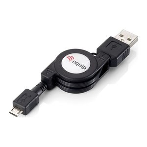 Equip Kabel USB-A2.0->Micro-B Einzieh. St/St 1.00m schwarz Polybeutel