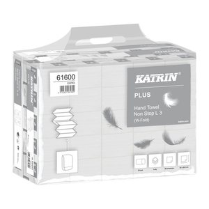 KATRIN Papierhandtücher 61600 PLUS Non Stop L3 Interfold-Falzung 3-lagig hochweiß, 2.500 Tücher