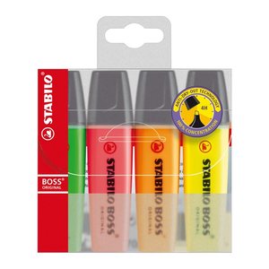 STABILO BOSS ORIGINAL Textmarker farbsortiert, 4 St.