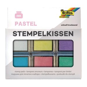 folia Stempelkissen pastell weiß, hellgelb, flieder, hellblau, rosa, hellgün 6x 2,4 x 2,4 cm, 1 Pack