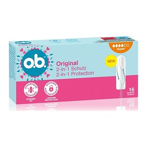 o.b. Tampons Original Super 2-in-1 Schutz für sehr starke Periode, 16 St.