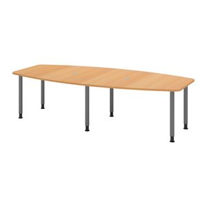 HAMMERBACHER Konferenztisch KT28C buche Tonnenform, Rundrohr grau, 280,0 x 85,0/130,0 x 72,0 - 74,0 cm