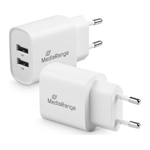 MediaRange 12W 2x USB A Ladeadapter weiß, 12 Watt