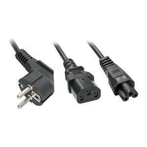 LINDY IEC-Y-Netzkabel an IEC C13 & C5 Schukostecker/C13 2m