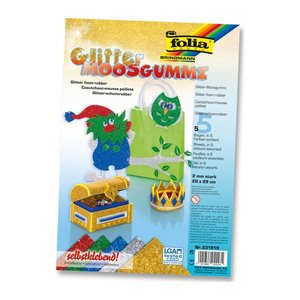 folia Moosgummi GLITTER BASIC 5-farbig sortiert 5 Blatt