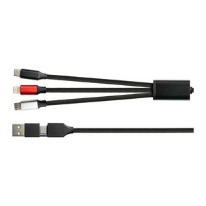 Python USB 6-in-1 Ladekabel 3A Textilmantel schwarz 1,2m