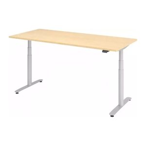 HAMMERBACHER VXDLR19 elektrisch höhenverstellbarer Schreibtisch ahorn rechteckig, T-Fuß-Gestell silber 180,0 x 80,0 cm