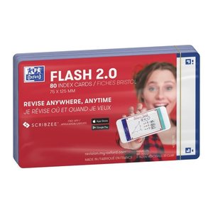 OXFORD Karteikarten FLASH 2.0 DIN A7 weiß, blau blanko, 80 St.