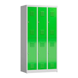 ClassiX Spind gelbgrün, lichtgrau X-520235, 6 Schließfächer 87,0 x 50,0 x 180,0 cm