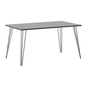 MÖBELPARTNER Fynn Schreibtisch platingrau rechteckig, 4-Fuß-Gestell schwarz 140,0 x 80,0 cm
