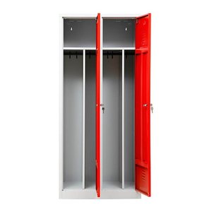 Gürkan Spind lichtgrau, feuerrot 104050, 2 Schließfächer 80,0 x 50,0 x 180,0 cm