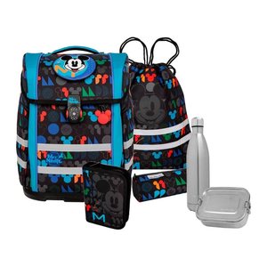 Mc®Neill Schulranzen-Set PERFECTO MICKEY MOUSE Kunstfaser schwarz/bunt bedruckt