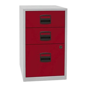 BISLEY Home Standcontainer lichtgrau, kardinalrot 3 Auszüge Kunststoff-Muldengriff schwarz 41,3 x 40,0 x 67,2 cm