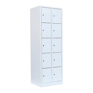 LÜLLMANN Schließfachschrank signalweiß 520527, 10 Schließfächer 60,0 x 50,0 x 180,0 cm