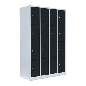 LÜLLMANN Schließfachschrank anthrazit, lichtgrau 520448, 16 Schließfächer 117,0 x 50,0 x 180,0 cm