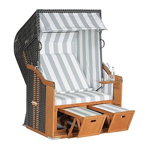 Sunny Smart® Strandkorb Rustikal 250 Basic grau, weiß, gestreift, anthrazit Kunststoff, Holz, 1-teilig