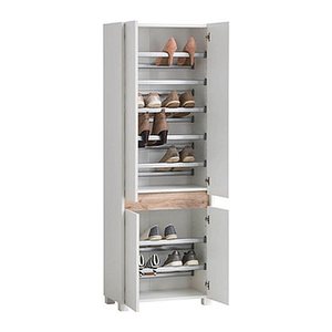 MÖBELPARTNER Schuhschrank Cosmo, 701780 weiß, eiche keine Fachböden 33,0 cm 164,5 cm