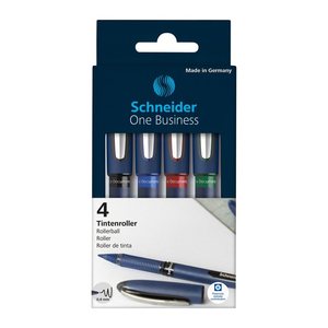 Schneider One Business Tintenroller 0,6 mm, Schreibfarbe: farbsortiert, 4 St.