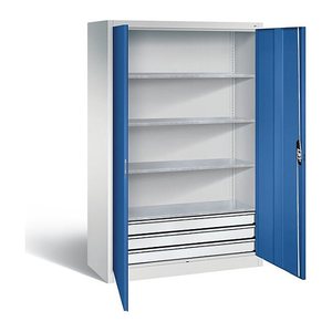 CP Stahlschrank 8931-503 S10422 lichtgrau, enzianblau 4 Fachböden 120,0 x 50,0 x 195,0 cm, aufgebaut, 1 St.