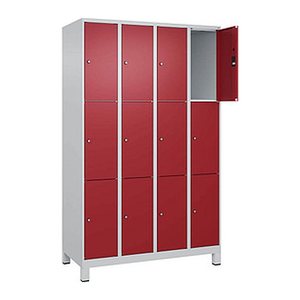 CP Schließfachschrank Classic Plus lichtgrau, rubinrot 080010-403 S10001, 12 Schließfächer 120,0 x 50,0 x 195,0 cm