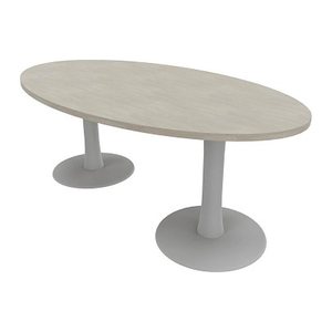 Quadrifoglio Konferenztisch Idea+ beton oval, Säulenfuß alu, 200,0 x 110,0 x 74,0 cm